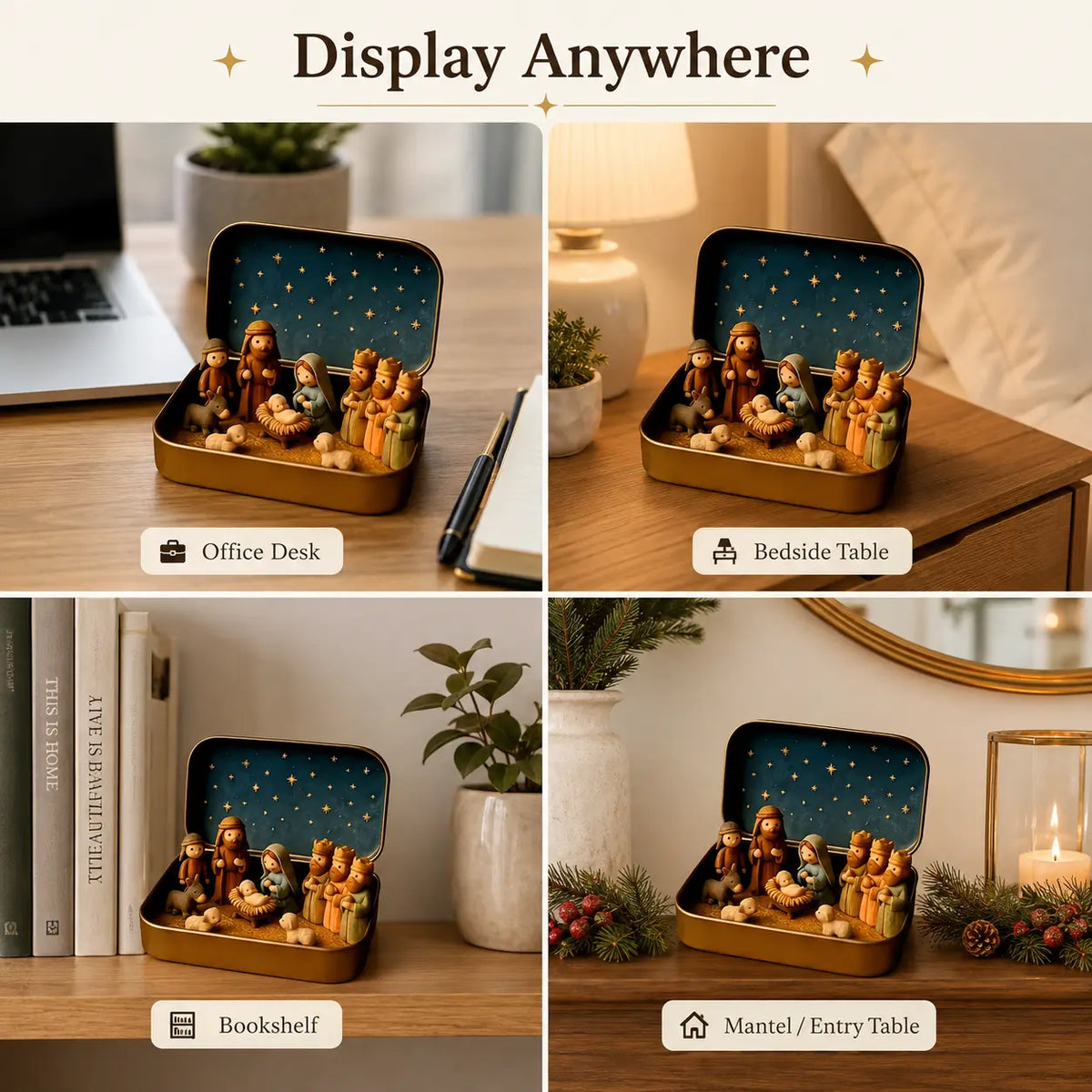 Pocket-Size Mini Nativity Scene with Storage Box