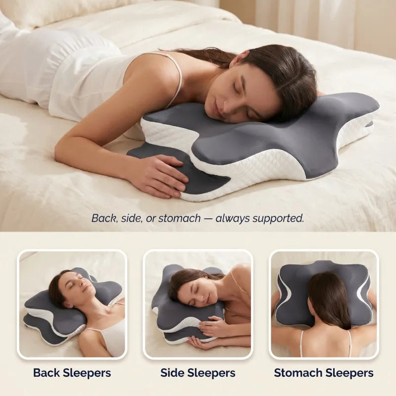 Adjustable ergonomic memory foam neck pillow