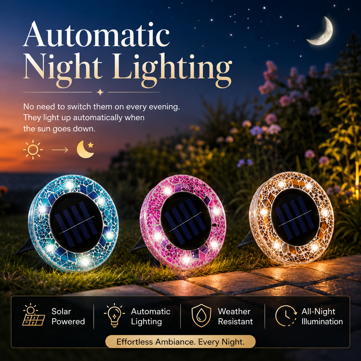 ✨Solar Outdoor Mosaic Disk Lights