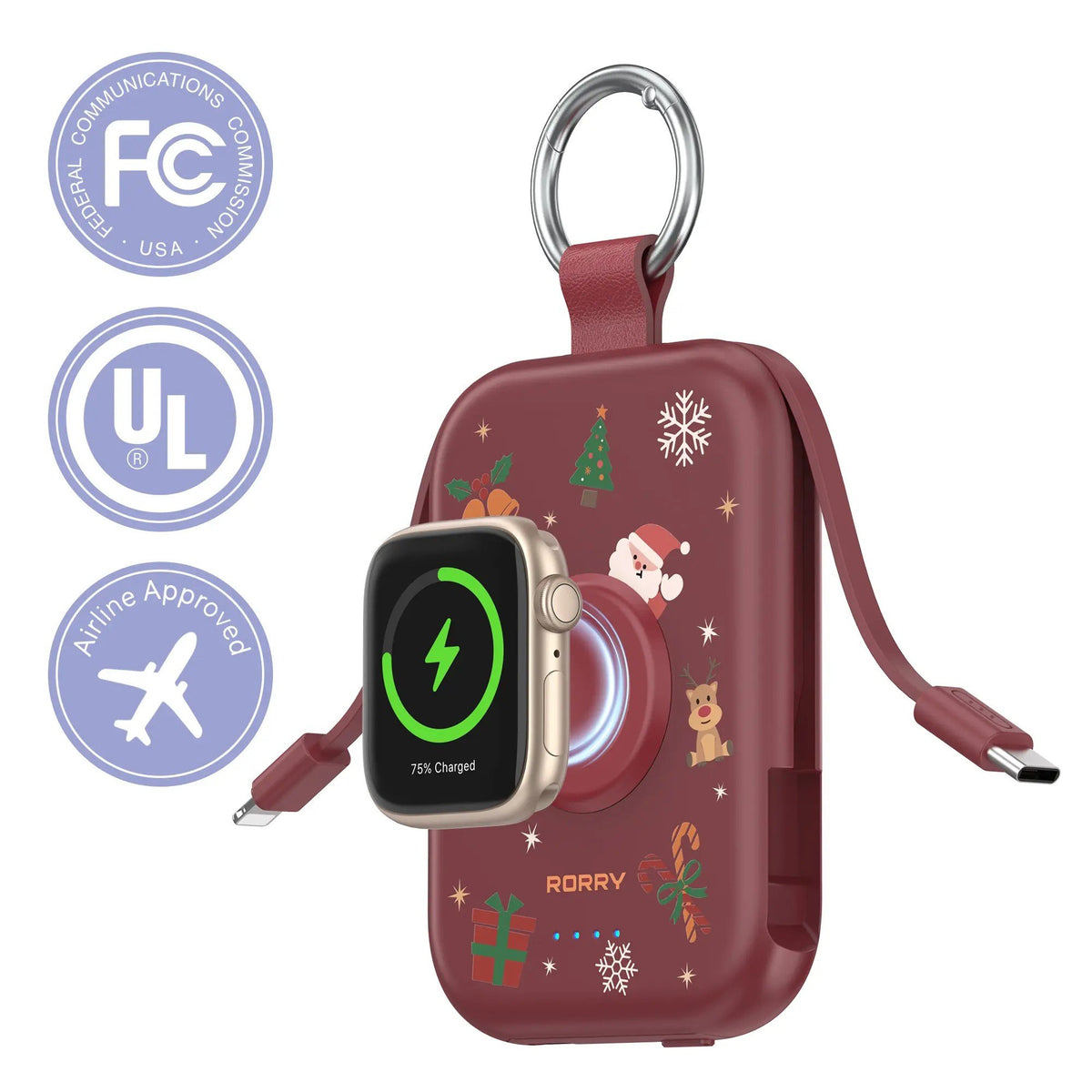 ⚡Hot Sales 49% OFF🔥5000mAh Portable Charger Power Bank with Built-in Cables Travel Keychain Battery Pack
