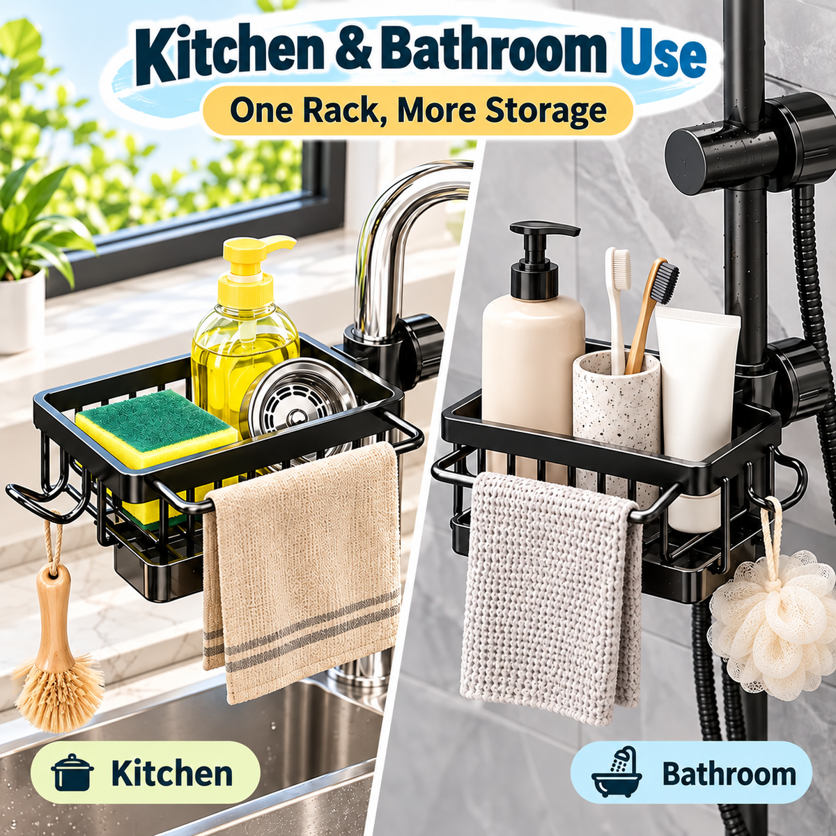 🚰 50% OFF – Faucet Organizer Rack with Drain Tray