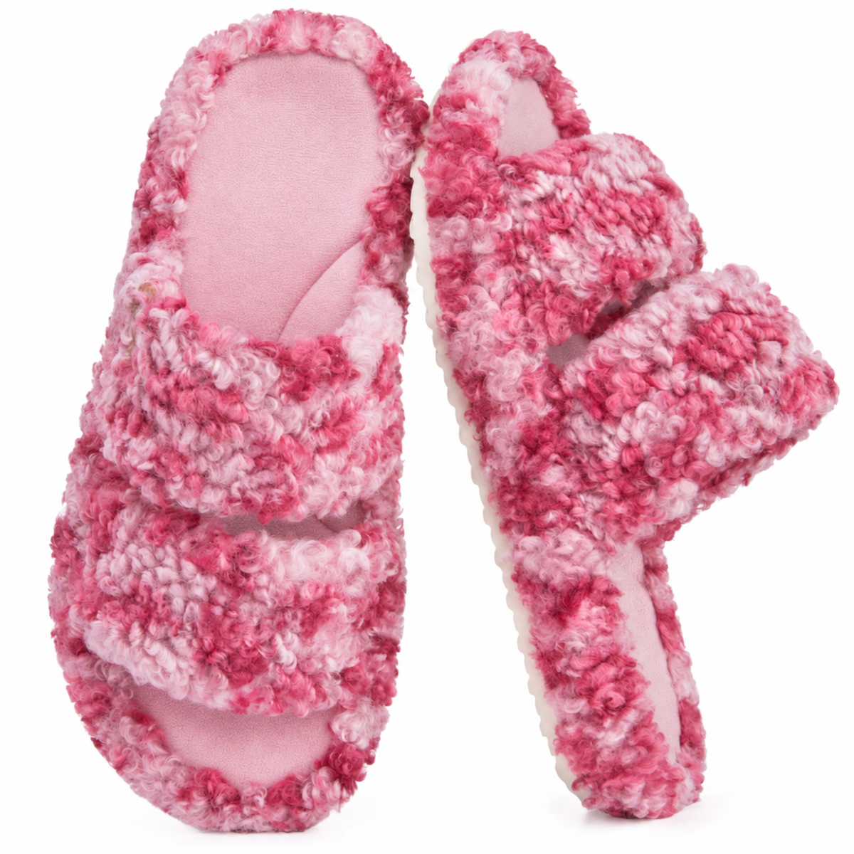 Women's Fuzzy Open-Toe Slippers - Diva Wild Pink