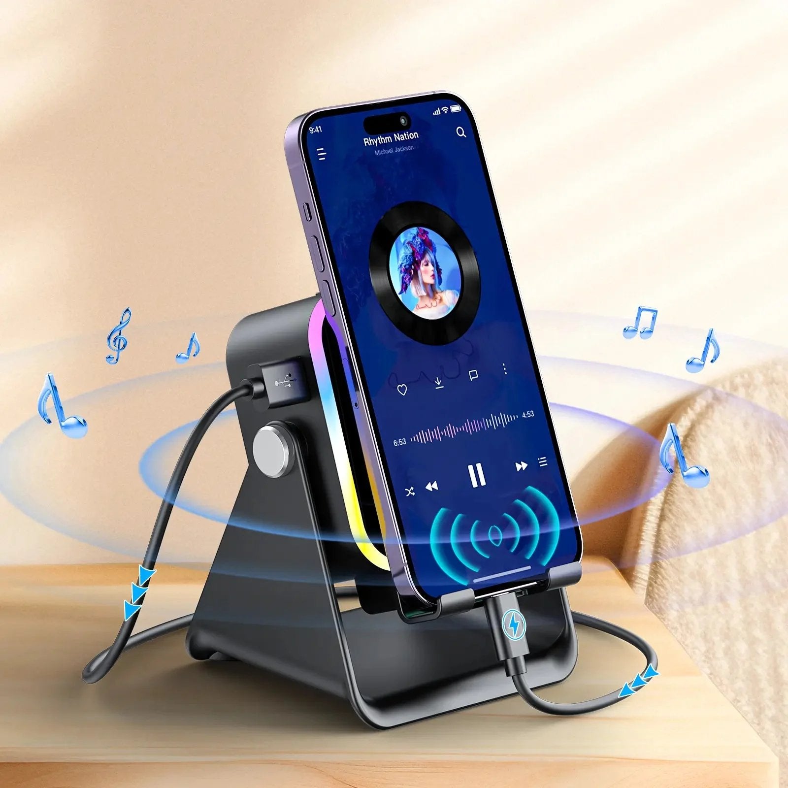 🔥 HOT SALE 🔥5-in-1 Wireless Speaker Phone Stand with Power Bank