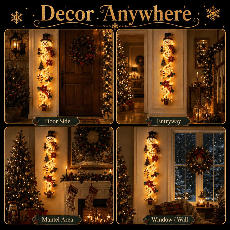 ⏳ 49% OFF Last Day｜🎄 MerryCascade™ Glowing Christmas Door Hanger, 6 Festive Lighted Designs ✨