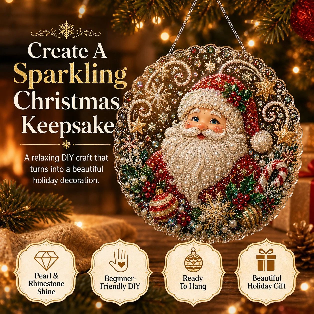 DIY Christmas Pearl Diamond Art Hanging Ornament Kit