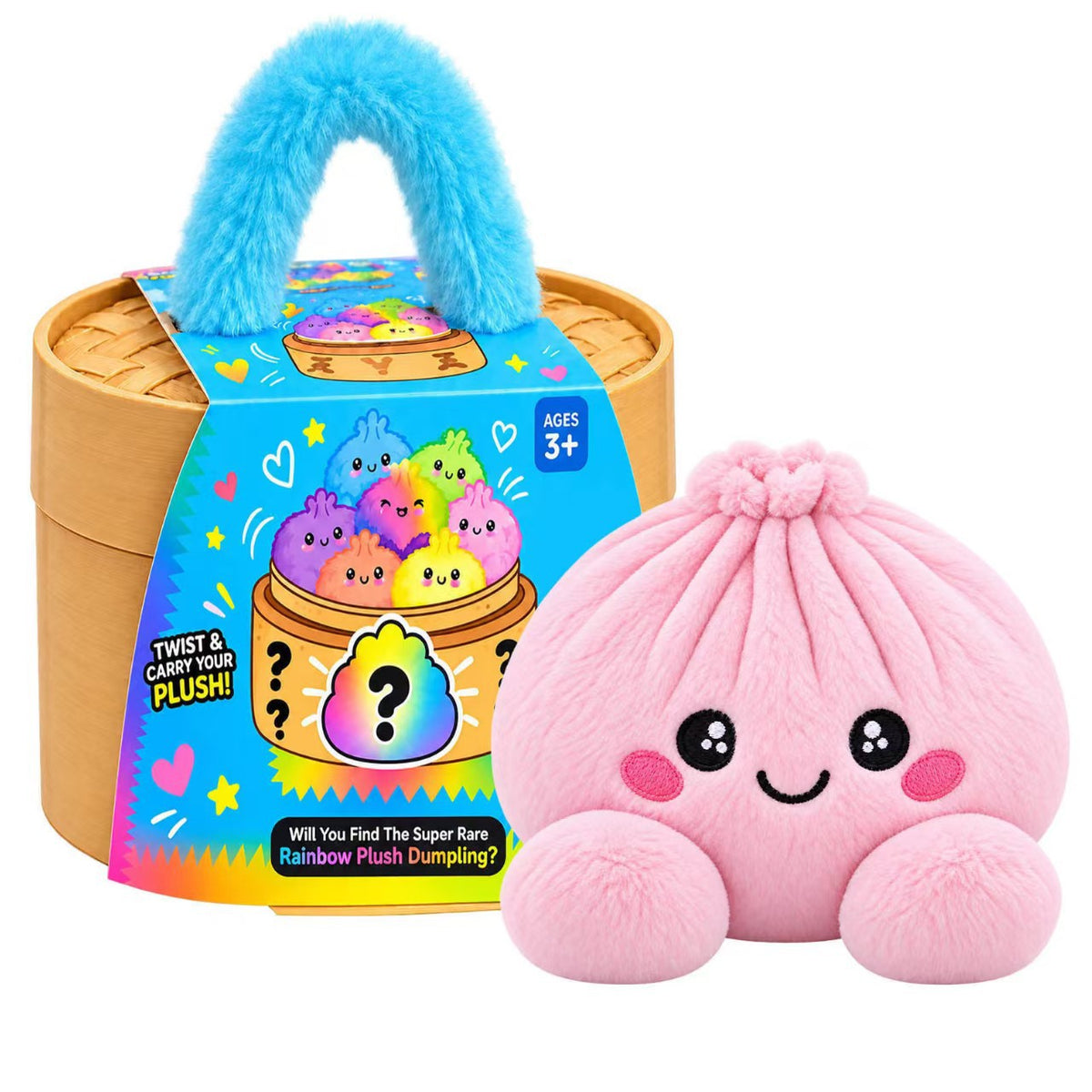 🔥Hot Sale 50% OFF🔥-🌈Cute Plush StuffedDumpling Squishies, BigRainbow Squishes withSteamer🥟🎁