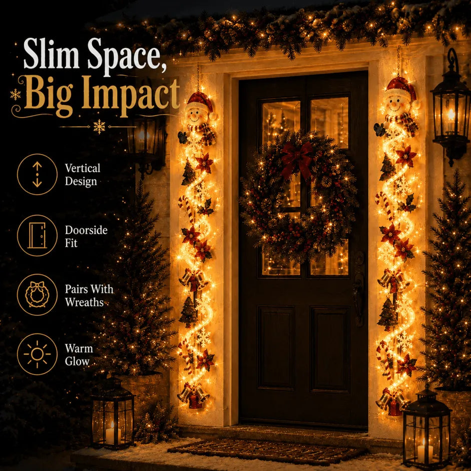 ⏳ 49% OFF Last Day｜🎄 MerryCascade™ Glowing Christmas Door Hanger, 6 Festive Lighted Designs ✨