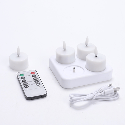 Rechargeable Flameless LED Tea Lights, Charging Station & Remote Included, Flickering Fake Candles, Safe No Flame Candle for Home, Wedding, Festival & Emergency Lighting