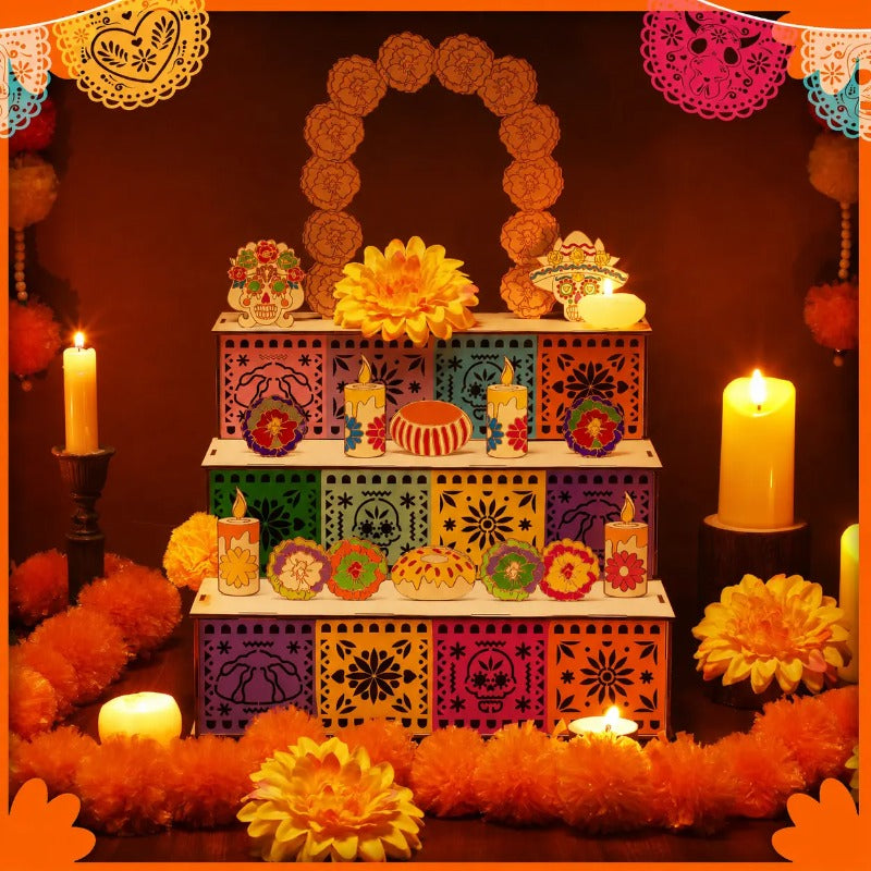 Día de los Muertos 3-Tier Ofrenda Altar — DIY Wooden Display