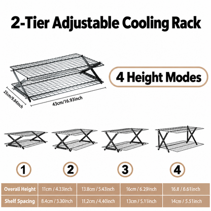 🍪 Adjustable Foldable Cooling Rack – 2 / 3 / 4 Tiers