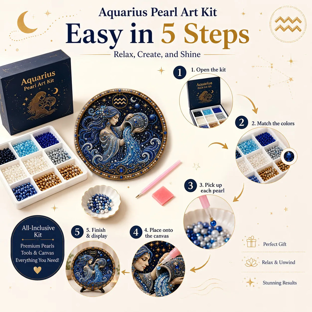 49% OFF – ✨ Premium 3D Pearl 12 Zodiac Signs Art Kit | Luxury Flocked Canvas with Scratch-Resistant Non-Fading Pearl Beads DIY Handmade Astrology Decor ♈🌙💎