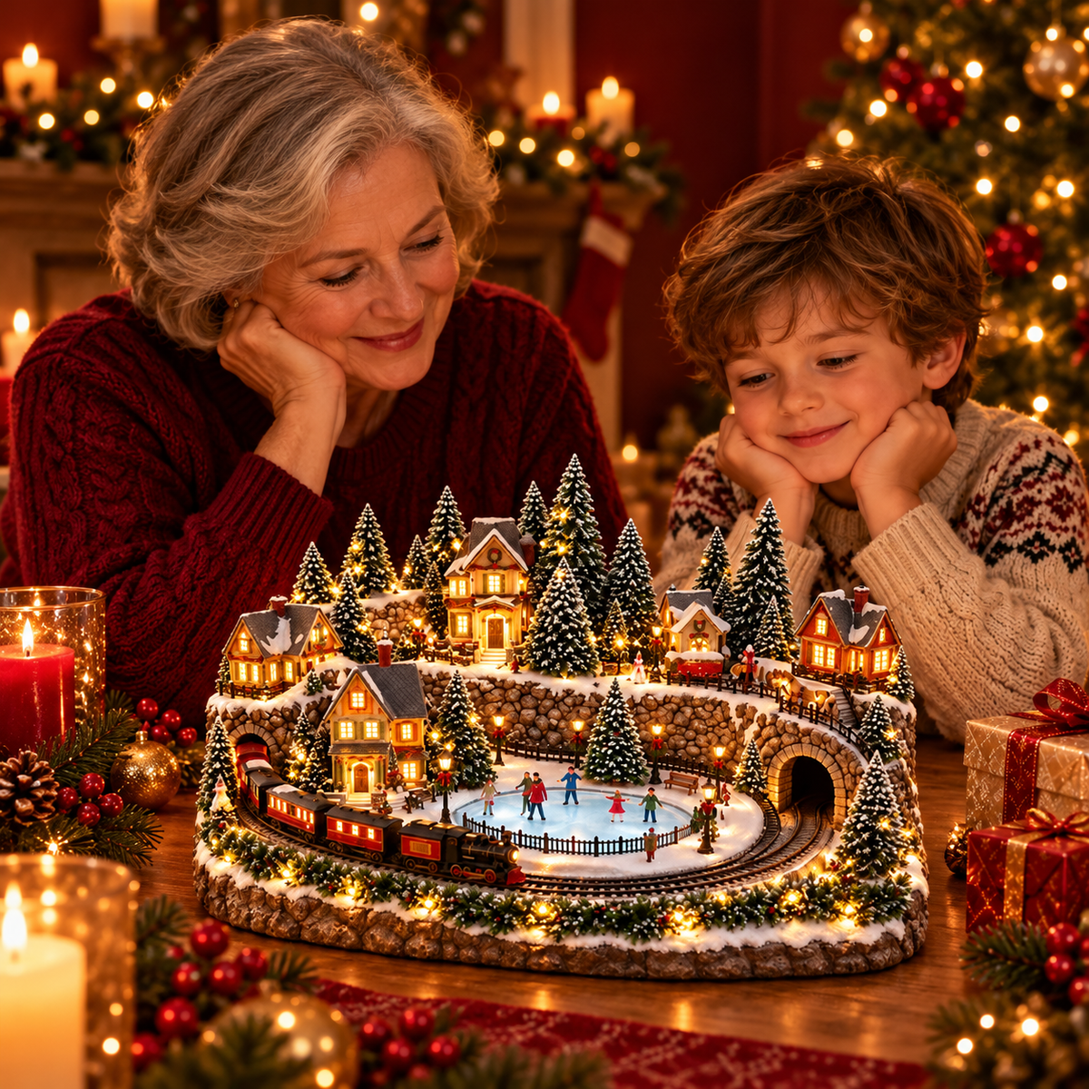 🎄Christmas Sale 50% OFF🎄 Animated Holiday Train & Ice Rink Scene🛤️