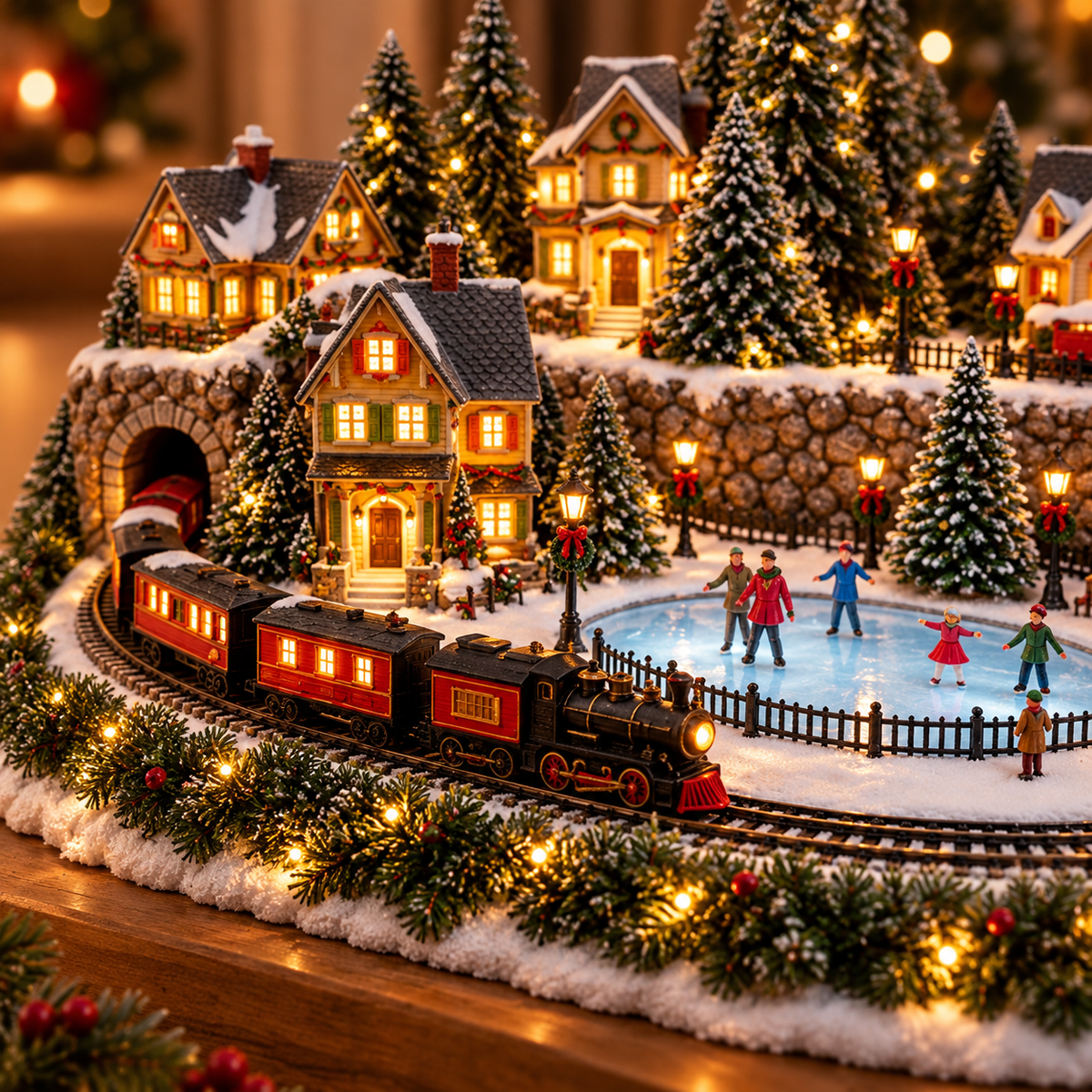 🎄Christmas Sale 50% OFF🎄 Animated Holiday Train & Ice Rink Scene🛤️