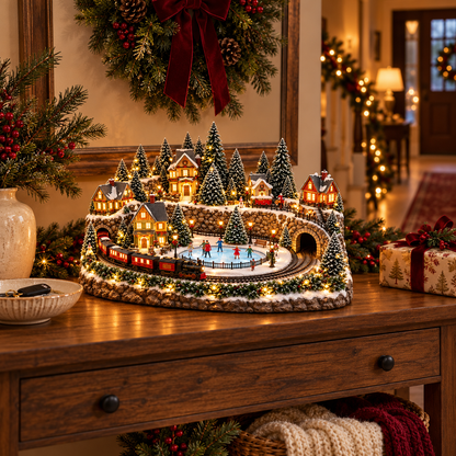 🎄Christmas Sale 50% OFF🎄 Animated Holiday Train & Ice Rink Scene🛤️