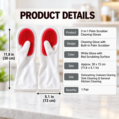 ⏳🔥limited-time 50% Off! ⏰ 2-in-1 Palm Scrubber Cleaning Gloves – Built-In Brush for Easy Dishwashing