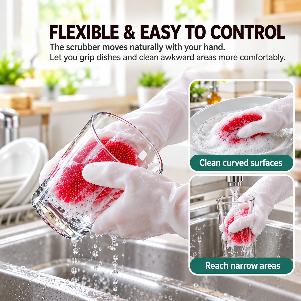 ⏳🔥limited-time 50% Off! ⏰ 2-in-1 Palm Scrubber Cleaning Gloves – Built-In Brush for Easy Dishwashing