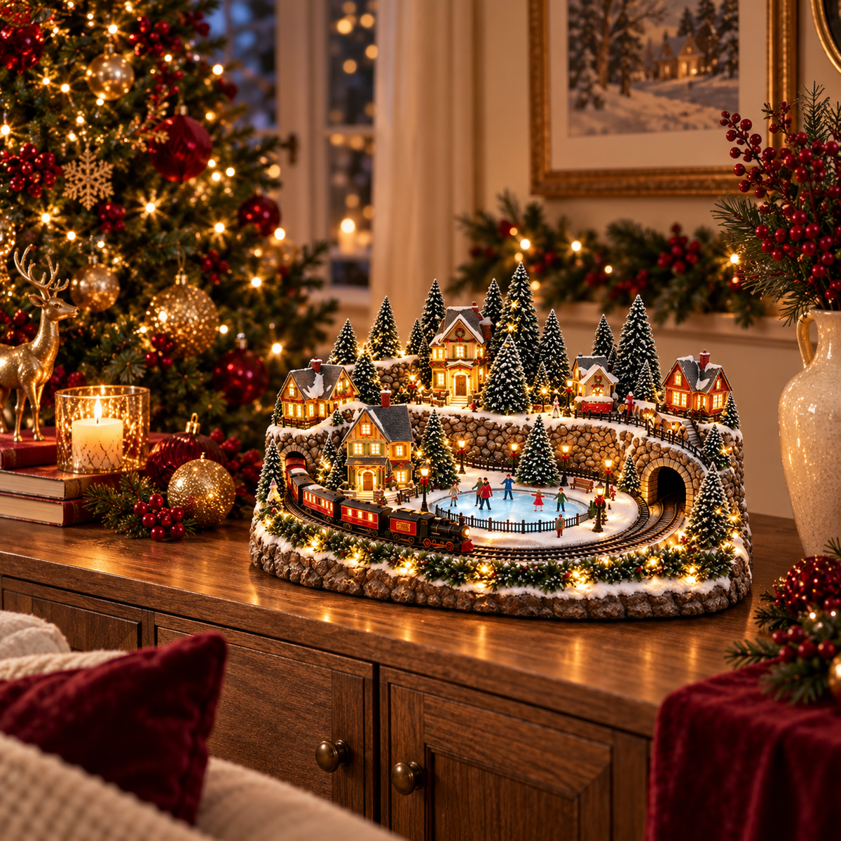 🎄Christmas Sale 50% OFF🎄 Animated Holiday Train & Ice Rink Scene🛤️