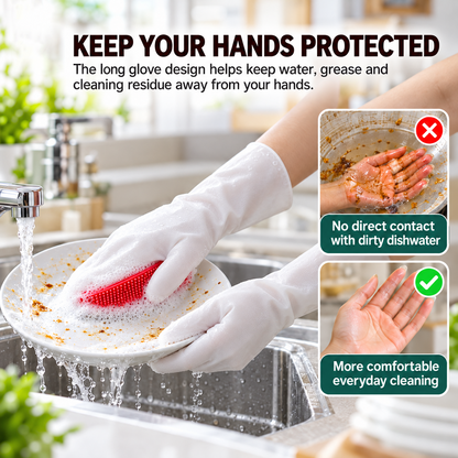 ⏳🔥limited-time 50% Off! ⏰ 2-in-1 Palm Scrubber Cleaning Gloves – Built-In Brush for Easy Dishwashing
