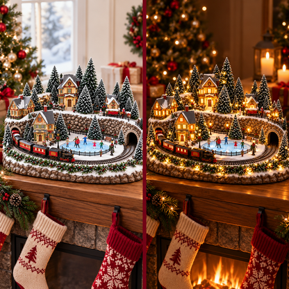 🎄Christmas Sale 50% OFF🎄 Animated Holiday Train & Ice Rink Scene🛤️