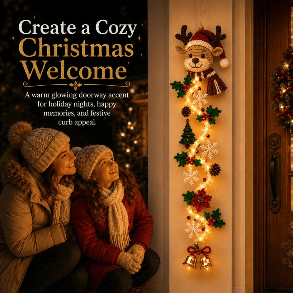 ⏳ 49% OFF Last Day｜🎄 MerryCascade™ Glowing Christmas Door Hanger, 6 Festive Lighted Designs ✨