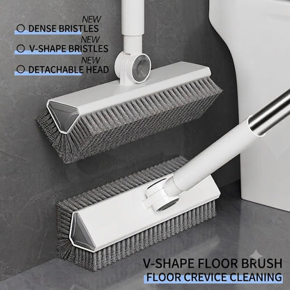 3-in-1 Adjustable Floor Scrub Brush – 360° Rotating Cleaning Tool