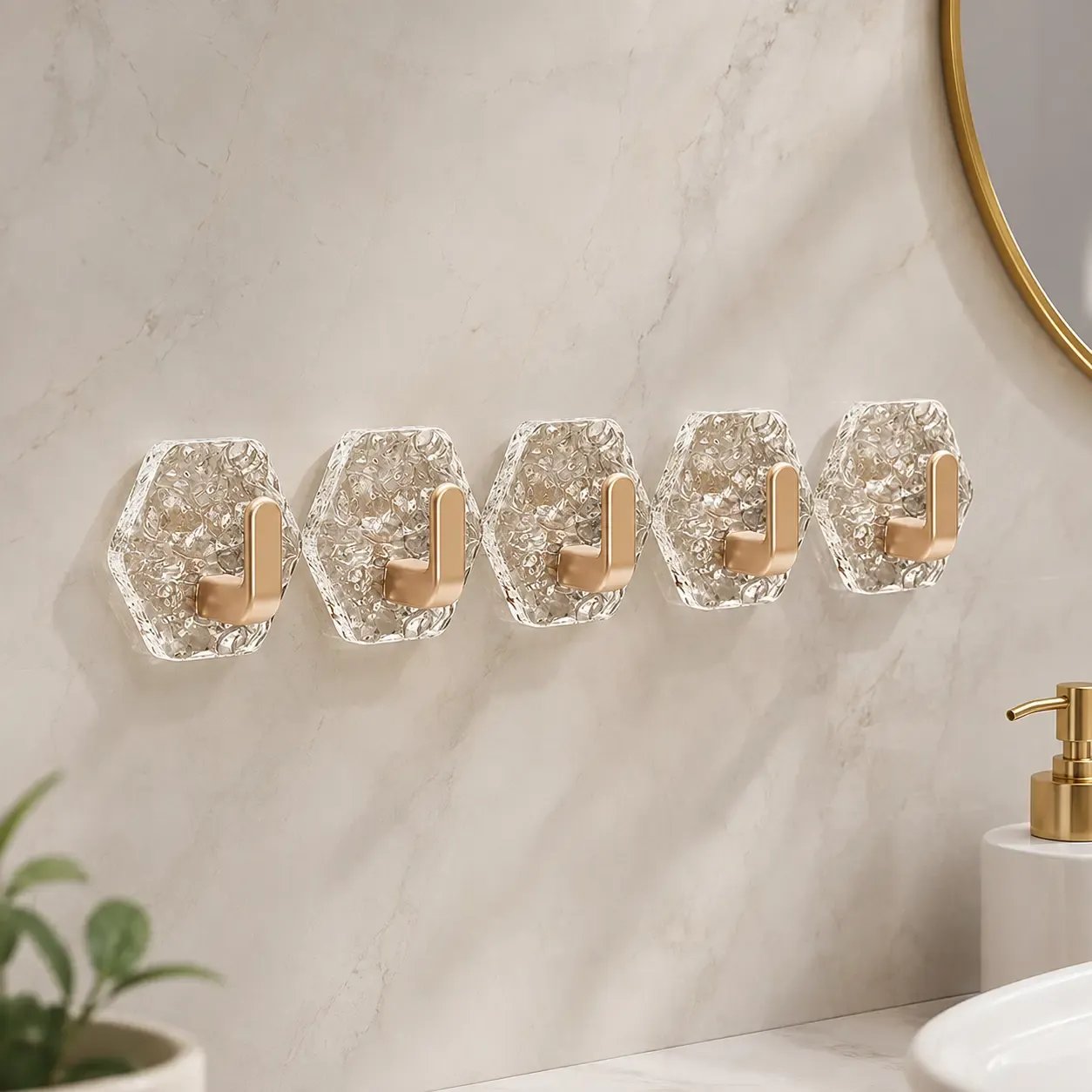 🔥Buy More Save More🔥Heavy-Duty Plastic Self-Adhesive Hexagonal Ripple Hooks, 10/20-Pack