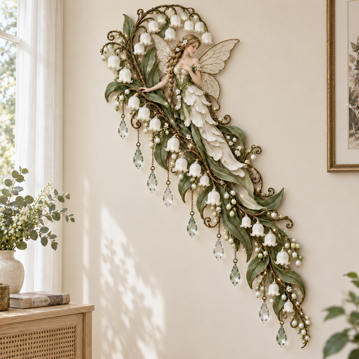🌹🧚‍♀️Enchanted Flower Fairy Wall Light✨Cascading Floral Decor