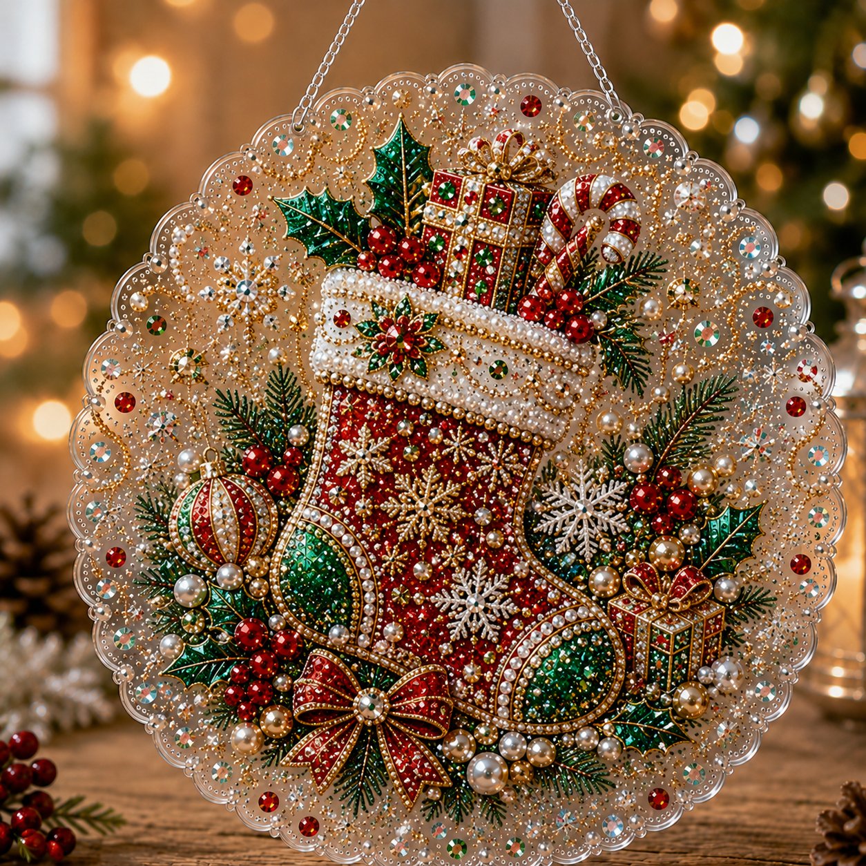 DIY Christmas Pearl Diamond Art Hanging Ornament Kit