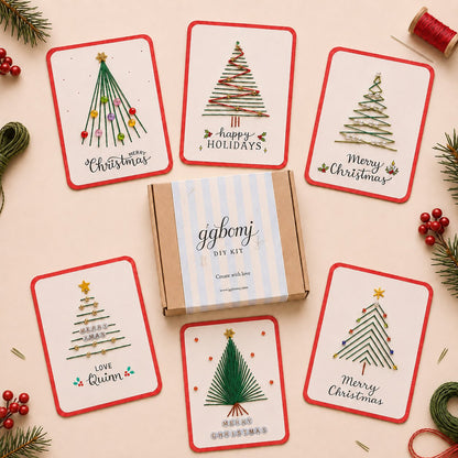🎄 DIY Hand Embroidery Christmas Thread Cards Kit (Set of 6) – Handmade Holiday Greeting Cards Craft Set