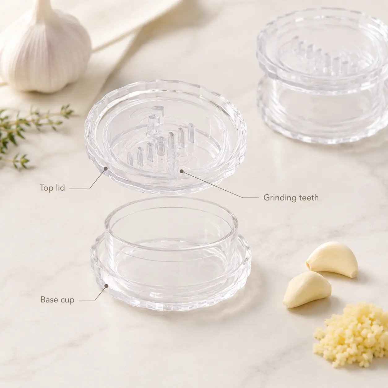 🔥Hot Sale 50% OFF🔥2PCS Clear Manual Garlic Twister and Ginger Mincer Tool