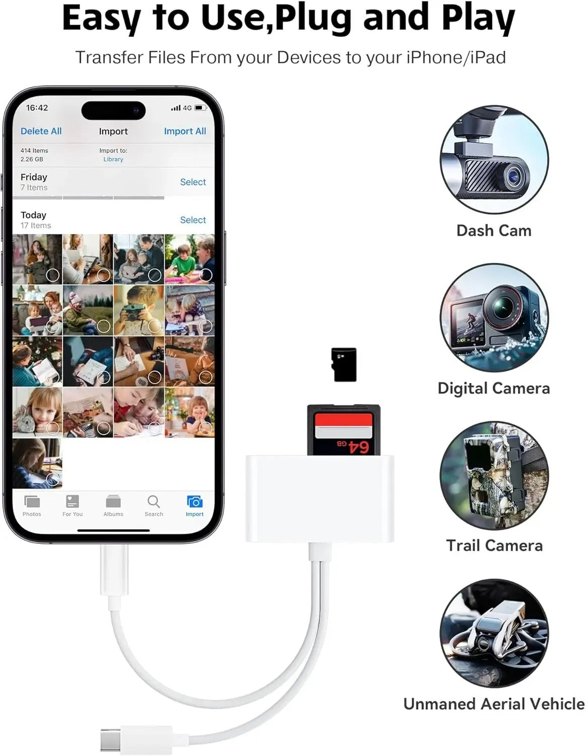 Portable USB-C SD Card Reader – Dual-Slot SD/TF Memory Card Adapter