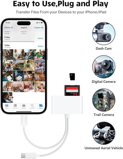 Portable USB-C SD Card Reader – Dual-Slot SD/TF Memory Card Adapter