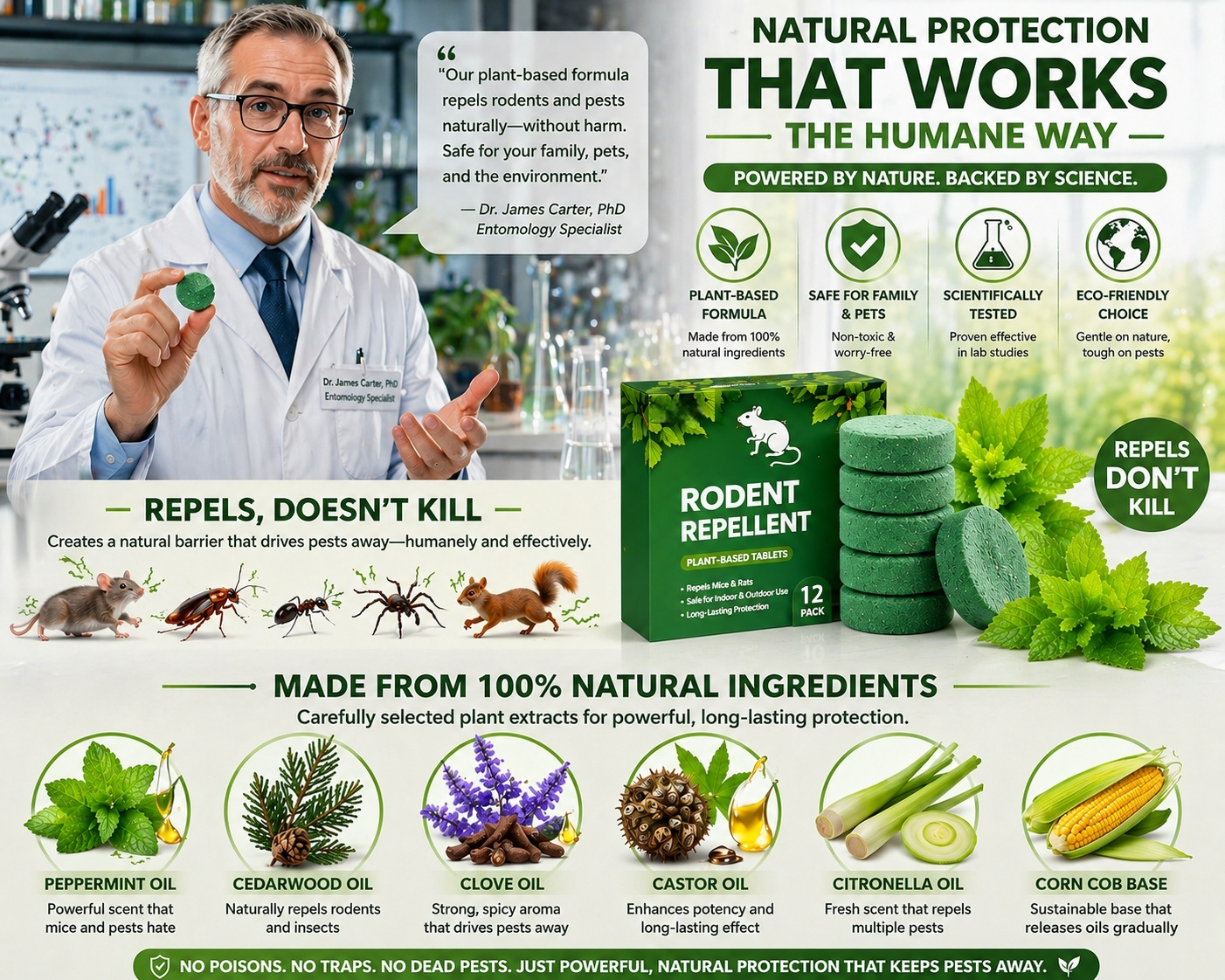 💥LAST DAY SALE 50%OFF💥🟢 Natural Peppermint Rodent Repellent Tablets – 12 Pack-JY