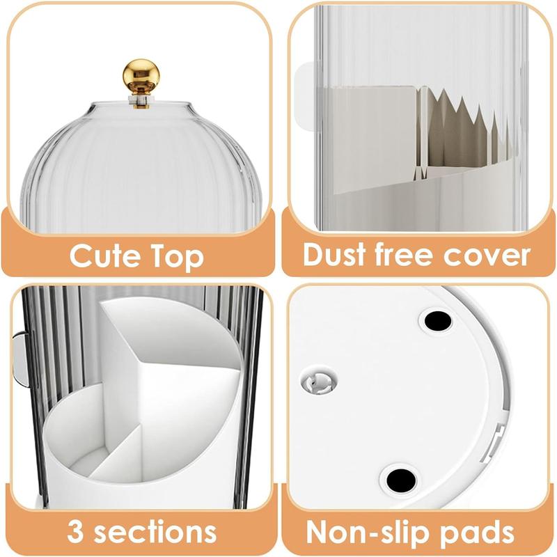 360° Rotating Toothbrush Holder with Cover - Clear Compact Vanity Organizer