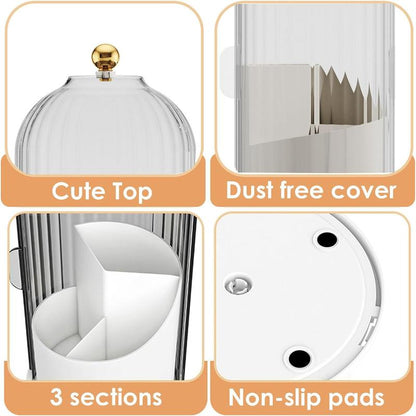 360° Rotating Toothbrush Holder with Cover - Clear Compact Vanity Organizer