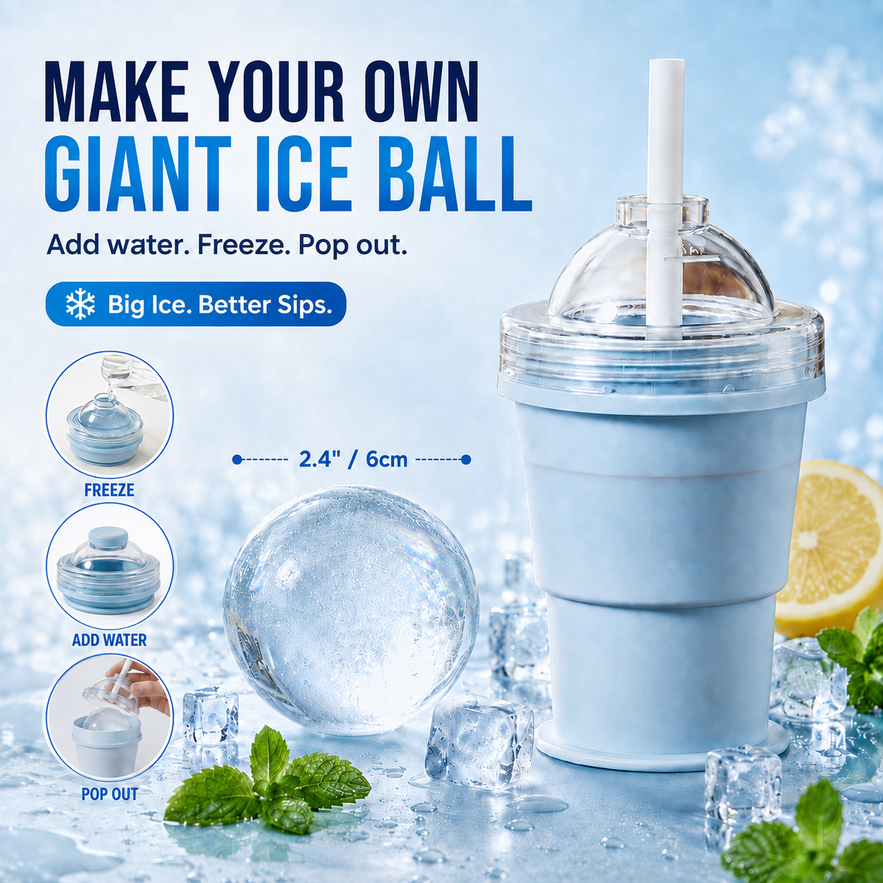 🔥Last Day 49% OFF 🔥2-in-1 Collapsible Ice Ball Tumbler
