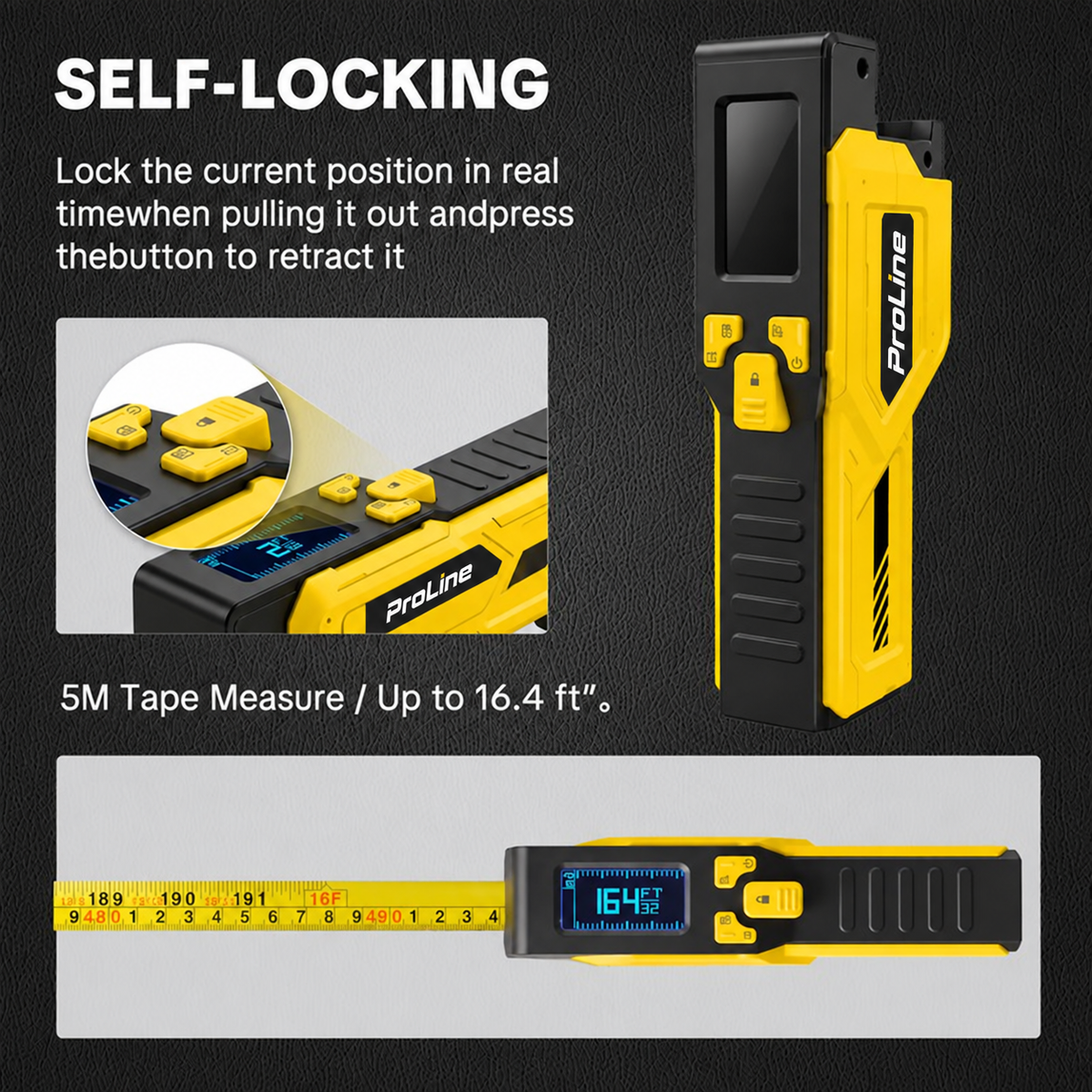 ProLine Digital Laser Tape Measure