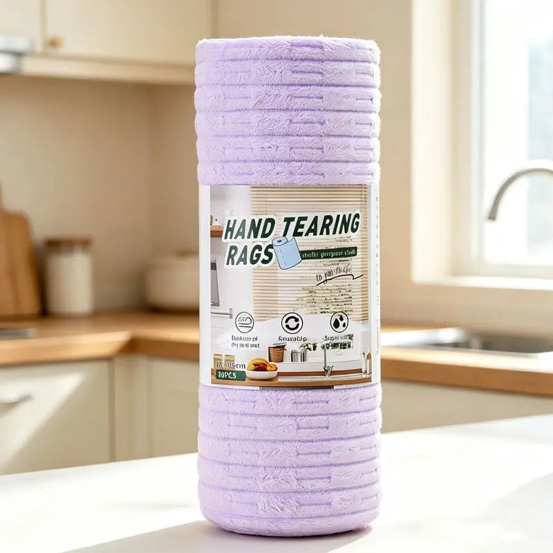 Purple cleaning cloth roll
