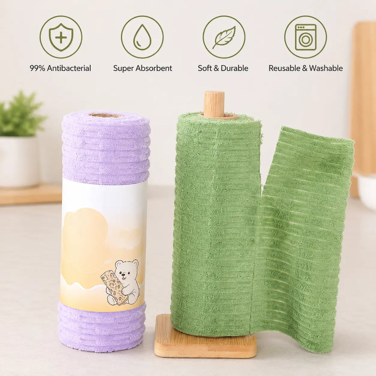 Reusable plush cleaning cloth roll — image 2