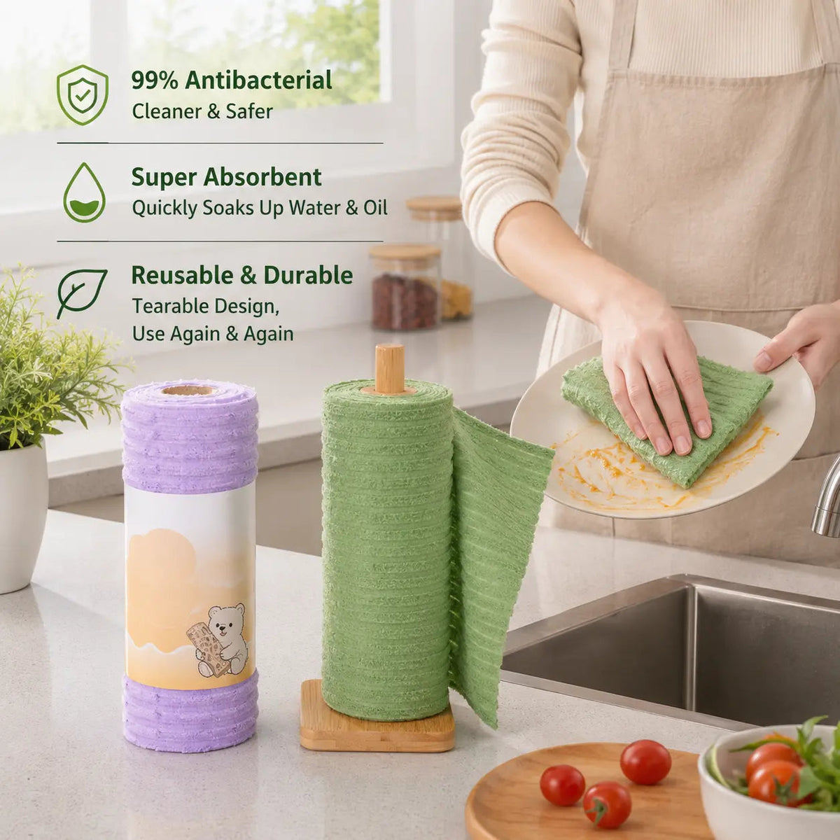 Reusable plush cleaning cloth roll — image 3