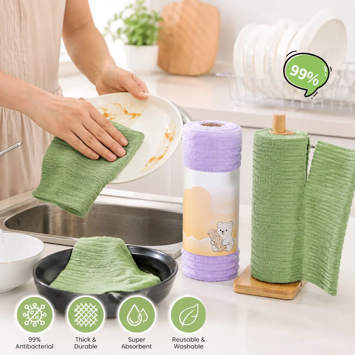 Reusable plush cleaning cloth roll — image 4