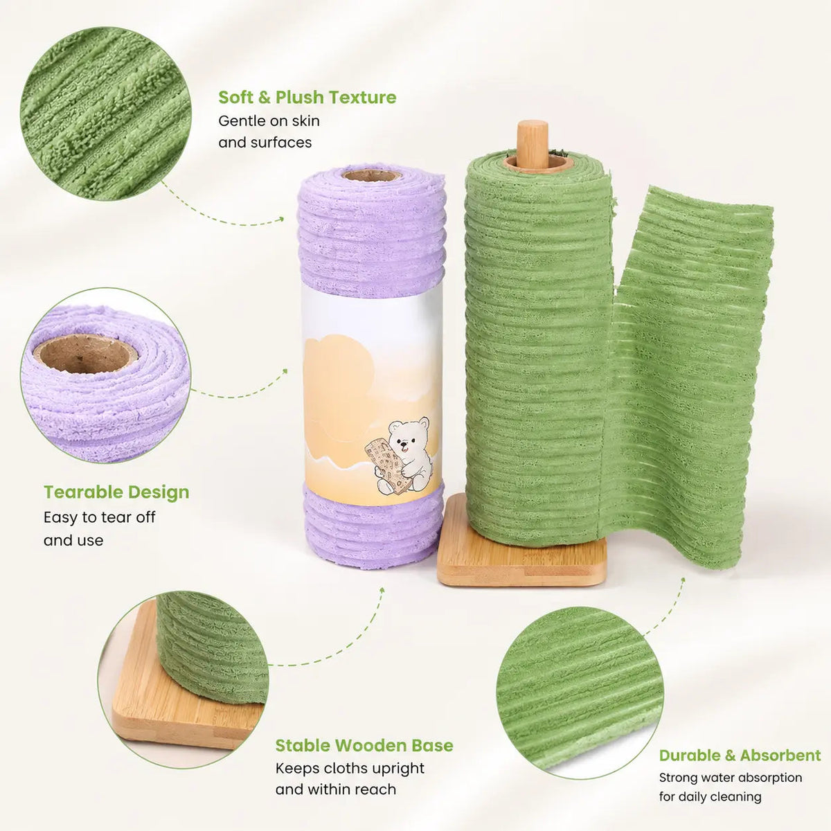 Reusable plush cleaning cloth roll — image 5