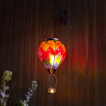 Hot Air Balloon Solar Lantern With Flame Effect