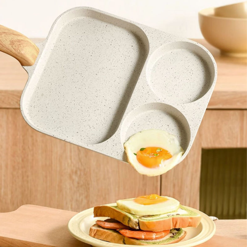 🔥Hot Sale🔥🍳 3-Compartment Non-Stick Pan – Cook 3 Foods at Once