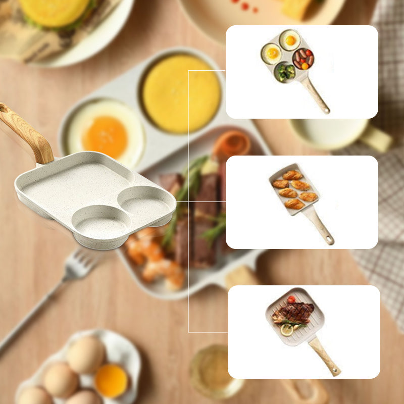 🔥Hot Sale🔥🍳 3-Compartment Non-Stick Pan – Cook 3 Foods at Once