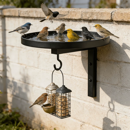 🐦 LIMITED-TIME 50% OFF! 🌿 Wall-Mounted Metal Bird Bath – Dual-Function, Iron, Space-Saving 🏡