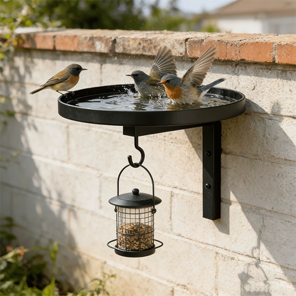 🐦 LIMITED-TIME 50% OFF! 🌿 Wall-Mounted Metal Bird Bath – Dual-Function, Iron, Space-Saving 🏡