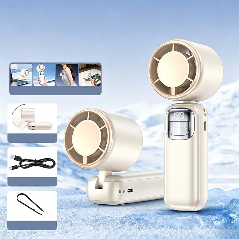 🔥⚡ 50K+ SOLD! ❄️ Foldable Handheld Cooling Fan with LED Display