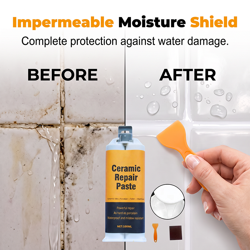 Ceramic repair paste moisture resistance promotional illustration