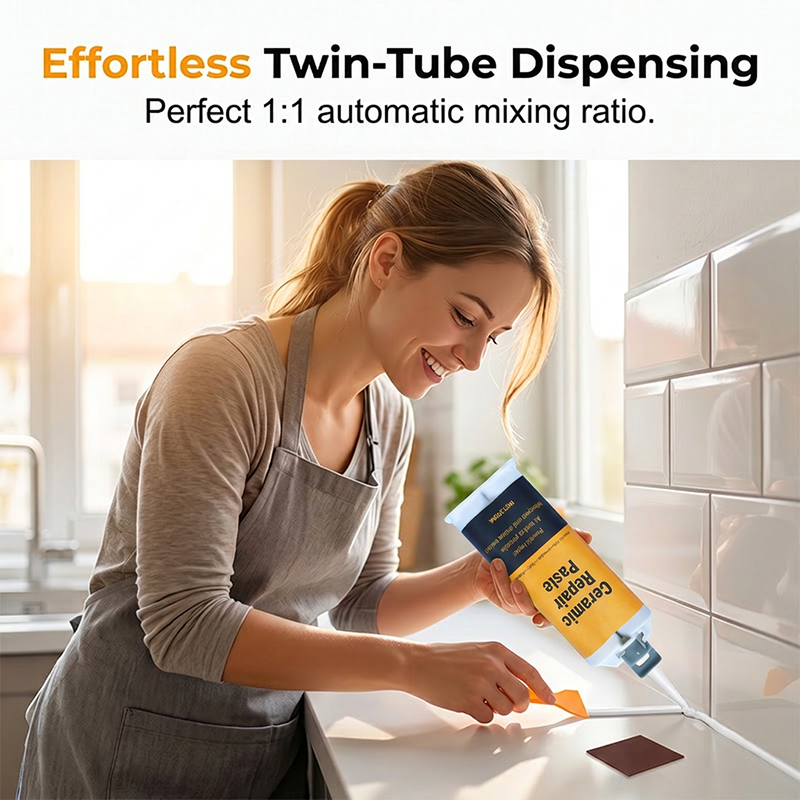 Twin tube ceramic repair paste dispensing design